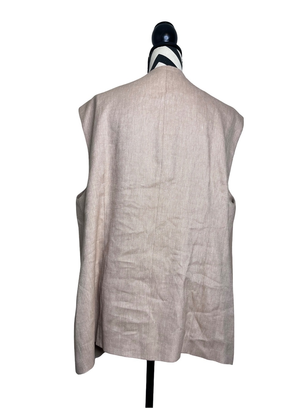 NWT Linen Blend Oatmeal Career Office Button Front Sleeveless Vest Sz 20W - Picture 2 of 11